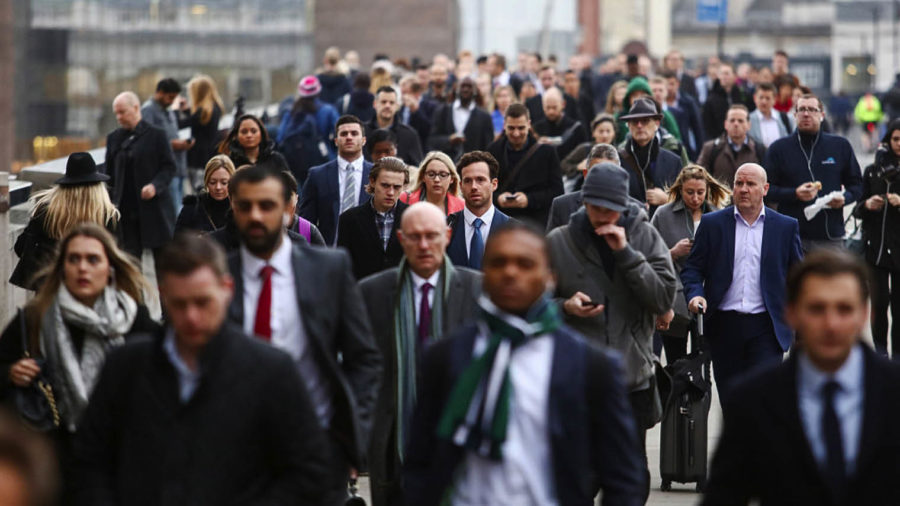 Professionals on their way to work