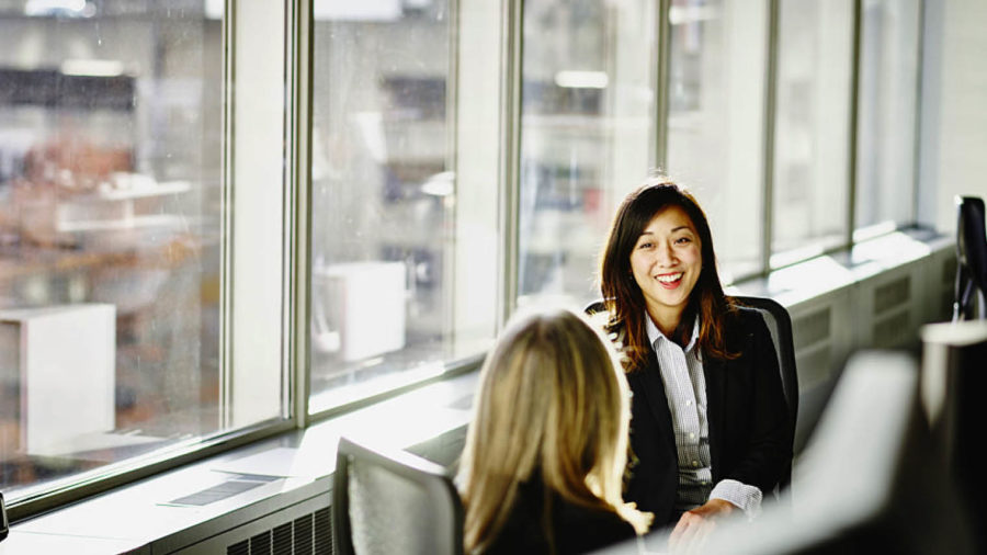 Two women in a meeting