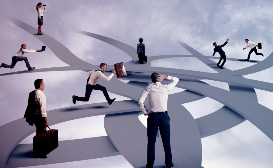 Professionals trying to conquer a digital maze