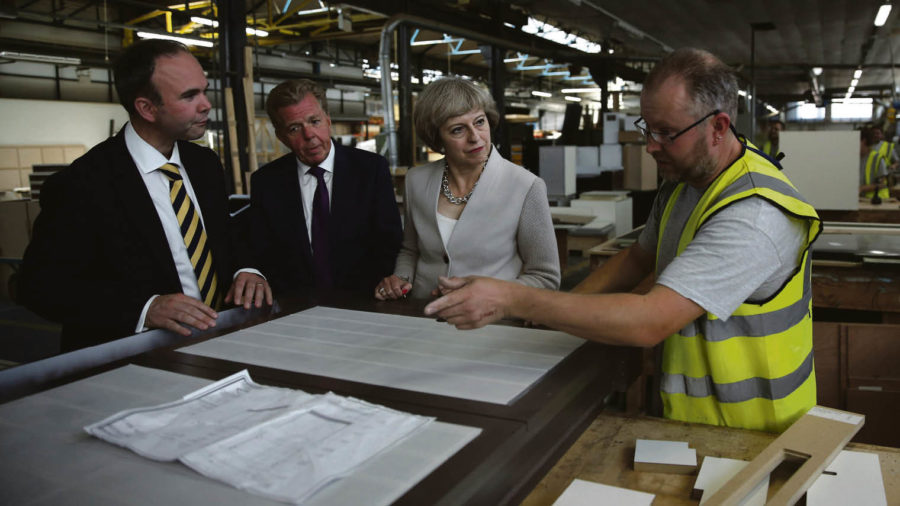 Theresa May with UK manufacuters
