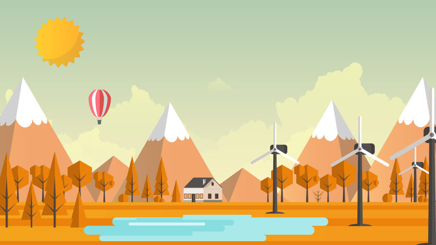 Landscape with smart houses