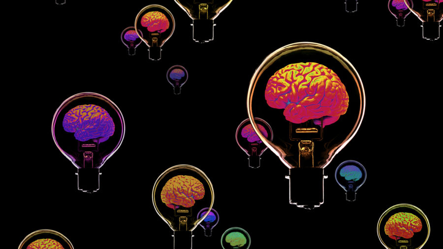 Brains within light bulb illustration