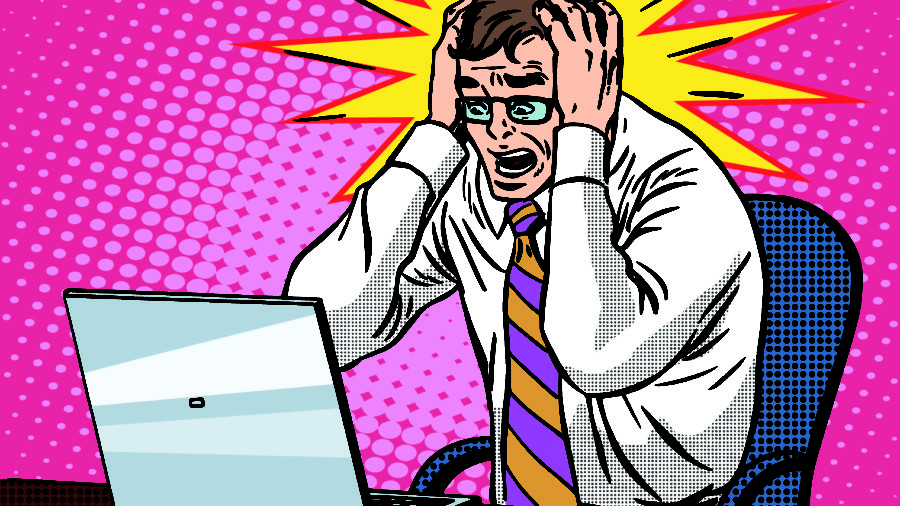Pop art image of a man at a computer