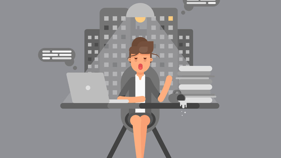 Female professional at a desk illustration