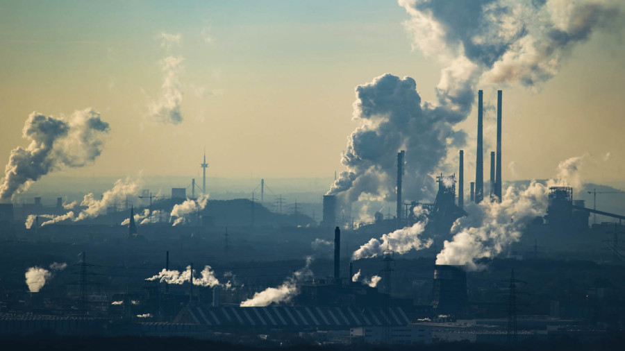 Factories with smoke emissions