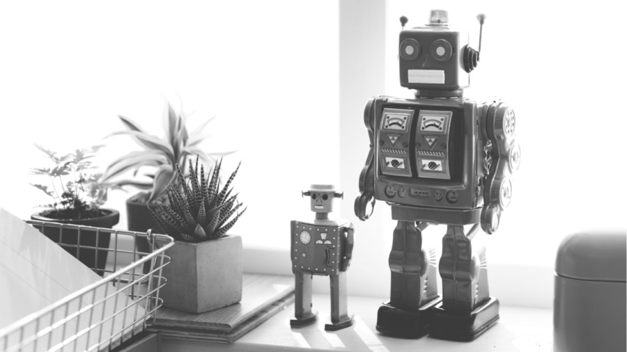Toy robots in the office