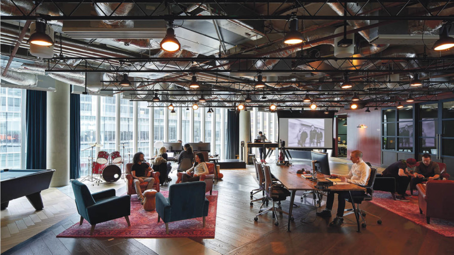Microsoft’s UK headquarters in London, designed by Gensler; the technology giant is a prime example of a large corporate that has opened up its working environment and adopted a flatter hierarchy