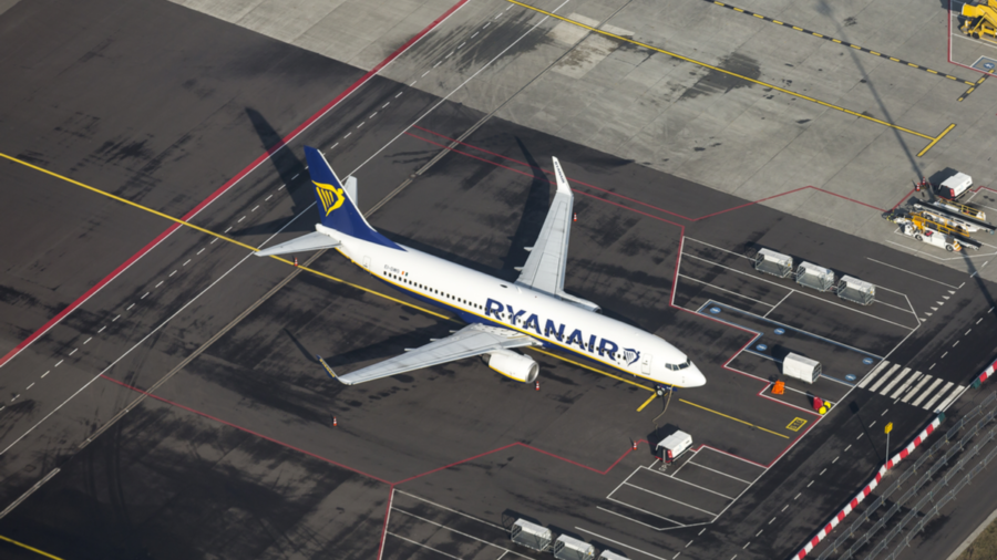 Ryan Air plane aerial view