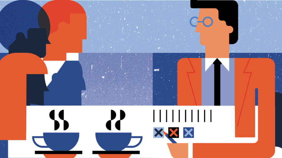 Racial prejudice in the workplace illustration