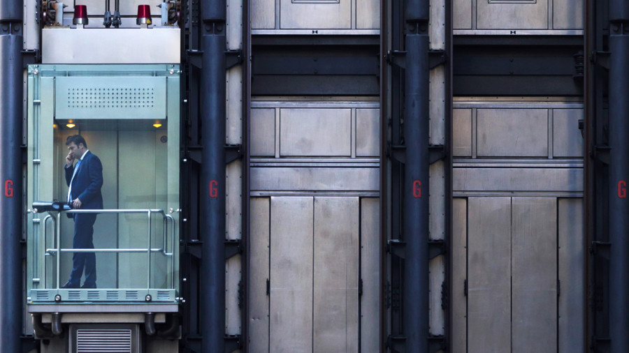Office worker in a lift