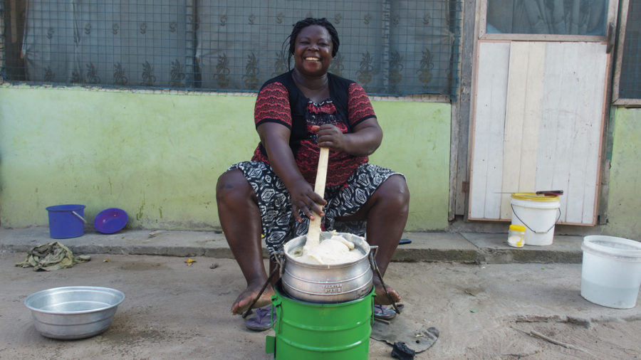 impact investing scheme woman at eco-friendly stove