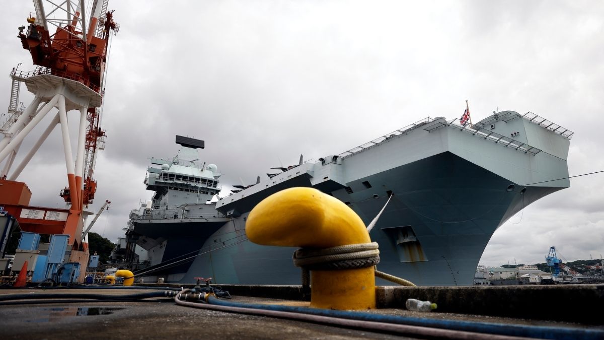 HMS Queen Elizabeth docked in Japan