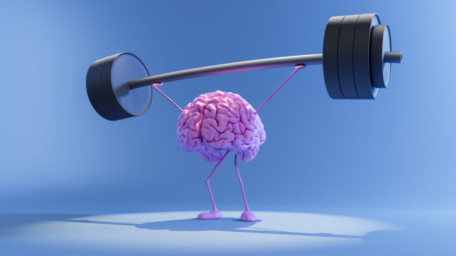 Human Brain Lifting Heavy Barbell, Mental Health